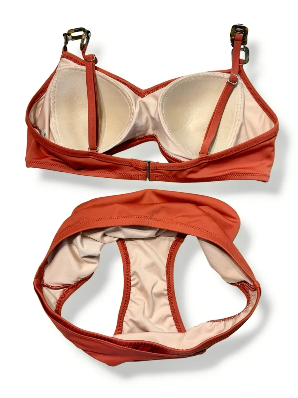 LANDS’ END Orange Bikini Faux Tortoise Link Detail Mixed Sizes Top 10 Bottom 6